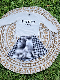 Kazayağı Desenli Etekli Sweatshirt takım