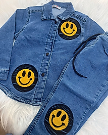 İkili Emoji Detaylı Jean Takım