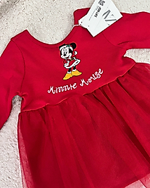 Mickey Kırmızı Tül Etekli Elbise