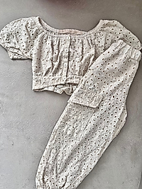 İkili Fisto Detaylı Crop Bluz Kargo Pantolon Takım